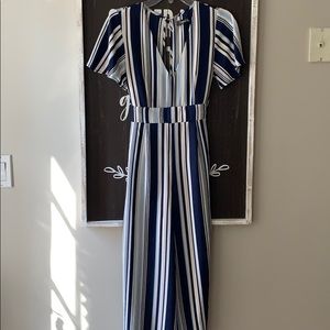 Blue striped jumpsuit